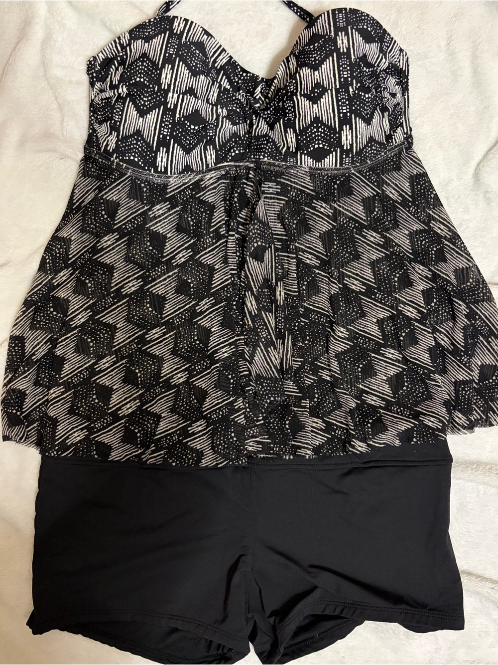 Merona Black and White Swim Tankini with Shorts